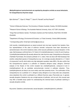 (Methylthio)Phenol Semiochemicals Are Exploited by Deceptive Orchids As Sexual Attractants for Campylothynnus Thynnine Wasps