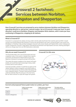 Crossrail 2 Factsheet: Services Between Norbiton, Kingston and Shepperton