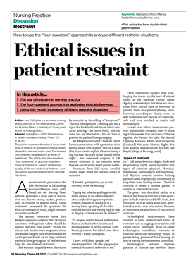 Ethical Issues in Patient Restraint