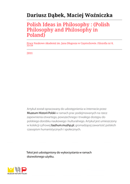 Polish Philosophy and Philosophy in Poland)