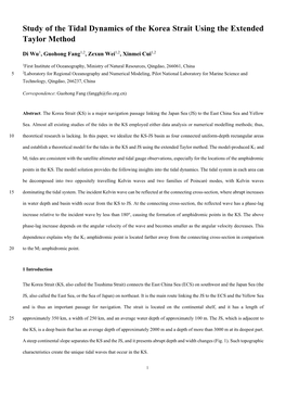 Study of the Tidal Dynamics of the Korea Strait Using the Extended Taylor Method