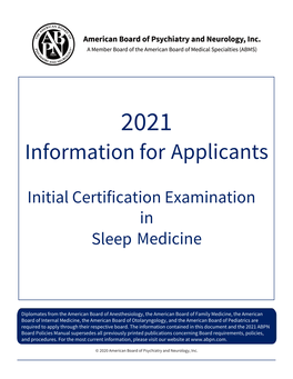 2021 Sleep Medicine CERT Information for Applicants