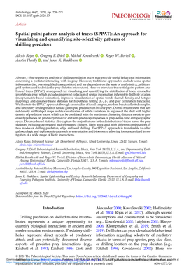 Spatial Point Pattern Analysis of Traces (SPPAT): an Approach for Visualizing and Quantifying Site-Selectivity Patterns of Drilling Predators