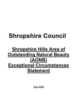 (AONB) Exceptional Circumstances Statement