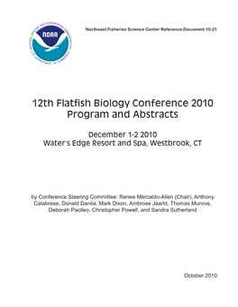 12Th Flatfish Biology Conference 2010 Program and Abstracts