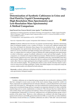 Determination of Synthetic Cathinones in Urine and Oral Fluid by Liquid