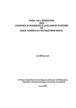 Park, Hill Migration and Changes in Household Livelihood Systems of Rana Tharus in Far-Western Nepal