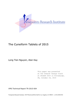 The Cuneiform Tablets of 2015
