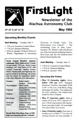 Firstlight Newsletter of the Alachua Astronomy Club