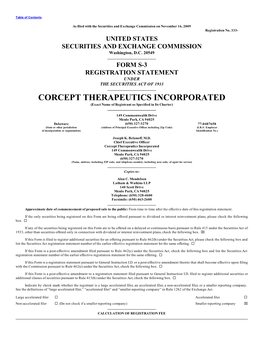 CORCEPT THERAPEUTICS INCORPORATED (Exact Name of Registrant As Specified in Its Charter)