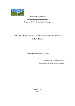 Interações De Percevejos E Parasitoides De Adultos No Sistema De Cultura Da Soja