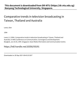 Comparative Trends in Television Broadcasting in Taiwan, Thailand and Australia