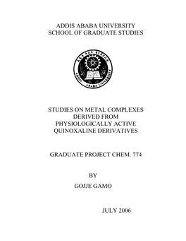 Addis Ababa University School of Graduate Studies