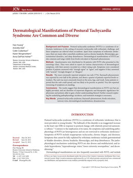 Dermatological Manifestations of Postural Tachycardia Syndrome Are Common and Diverse
