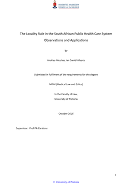 The Locality Rule in the South African Public Health Care System