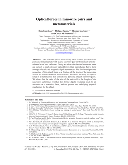 Optical Forces in Nanowire Pairs and Metamaterials