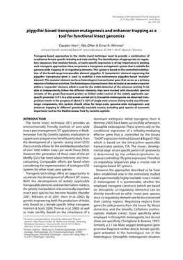 Piggybac-Based Transposon Mutagenesis and Enhancer Trapping As a Tool for Functional Insect Genomics