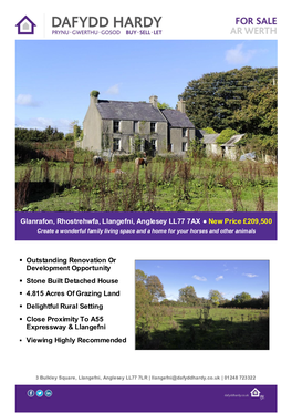 Glanrafon, Rhostrehwfa, Llangefni, Anglesey LL77 7AX New Price