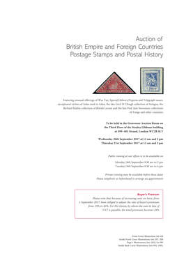 Auction of British Empire and Foreign Countries Postage Stamps and Postal History