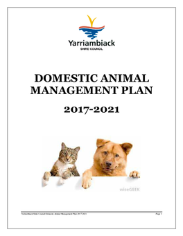 Domestic Animal Management Plan 2017-2021 Page 1