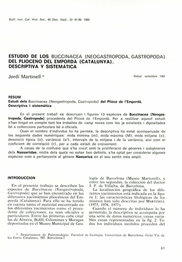 Estudio De Los "Buccinacea" "(Neogastropoda: Gastropoda)"