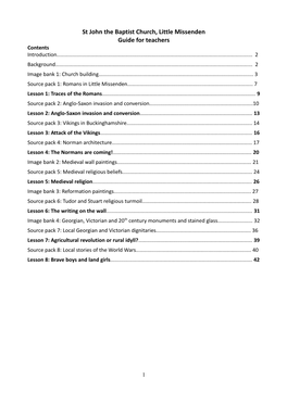 St John the Baptist Church, Little Missenden Guide for Teachers Contents Introduction