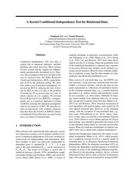 A Kernel Conditional Independence Test for Relational Data