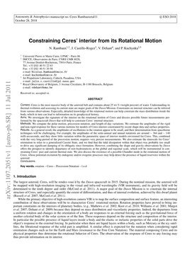 Constraining Ceres' Interior from Its Rotational Motion