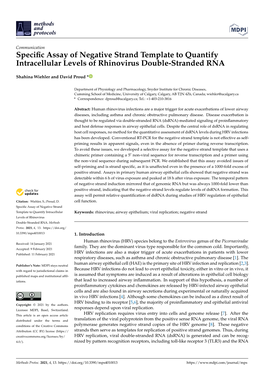 Specific Assay of Negative Strand Template to Quantify Intracellular