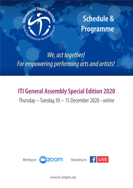 Schedule of the ITI General Assembly Special Edition 2020