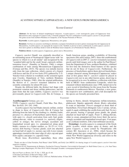 (Capparaceae): a New Genus from Mesoamerica