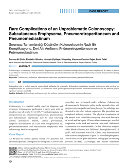 Rare Complications of an Unproblematic Colonoscopy