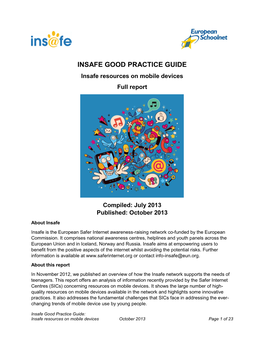 INSAFE GOOD PRACTICE GUIDE Insafe Resources on Mobile Devices Full Report