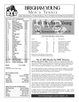 BRIGHAM YOUNG Men's Tennis