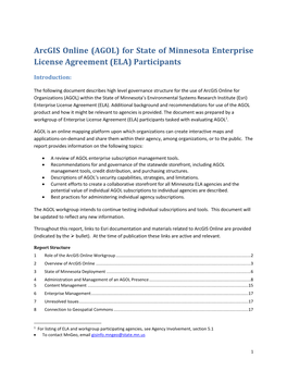 Arcgis Online (AGOL) for State of Minnesota Enterprise License Agreement (ELA) Participants