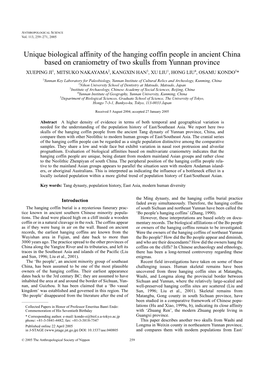 Unique Biological Affinity of the Hanging Coffin People in Ancient