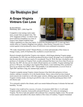 A Grape Virginia Vintners Can Love