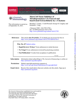 Chymase Α Inactivated Extracellularly By