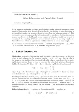 Fisher Information and Cram´Er-Raobound