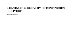 Continuous Delivery of Continuous Delivery