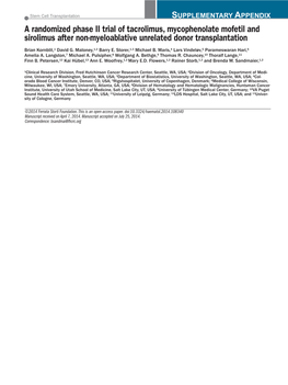 A Randomized Phase II Trial of Tacrolimus, Mycophenolate Mofetil and Sirolimus After Non-Myeloablative Unrelated Donor Transplantation