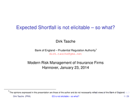 Expected Shortfall Is Not Elicitable – So What?