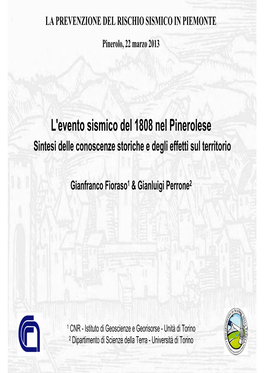 L'evento Sismico Del 1808 Nel Pinerolese Sintesi Delle Conoscenze Storiche E Degli Effetti Sul Territorio