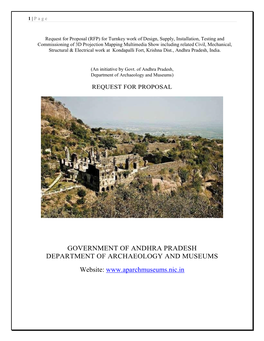 GOVERNMENT of ANDHRA PRADESH DEPARTMENT of ARCHAEOLOGY and MUSEUMS Website: 2 | Page