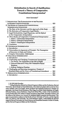 Globalization in Search of Justification: Toward a Theory of Comparative Constitutional Interpretationt