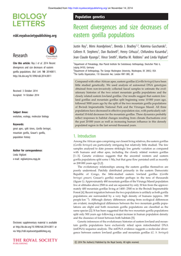 Recent Divergences and Size Decreases of Eastern Gorilla