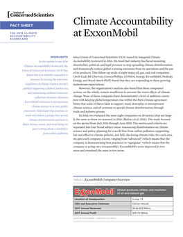 CLIMATE ACCOUNTABILITY at Exxonmobil SCORECARD