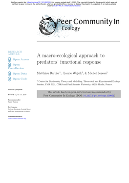 A Macro-Ecological Approach to Predators' Functional Response