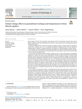 Climate Change Effects on Groundwater Recharge and Temperatures in Swiss Alluvial Aquifers