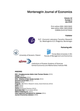 Montenegrin Journal of Economics